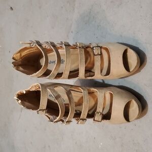 Charlotte Russe Platform Wedge Cream Open Toe